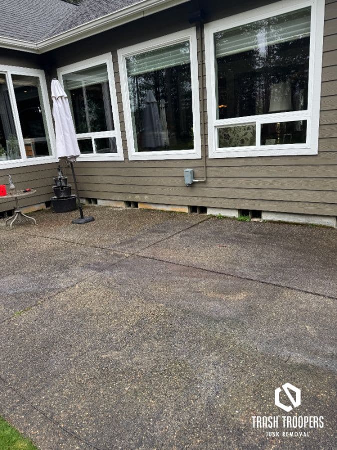 A finished cleanout — empty, swept, ready